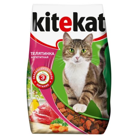 корм для кошек KITEKAT сухой Телятинка аппетитная 1,9кг