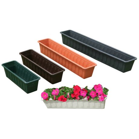 ящик балконный FLORA-TEC, 60х17х15 см, пластик, цвет: коричневый