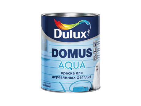 краска фасадная в/д DULUX Domus Aqua BW д/дерева 1л белая, арт.5134991