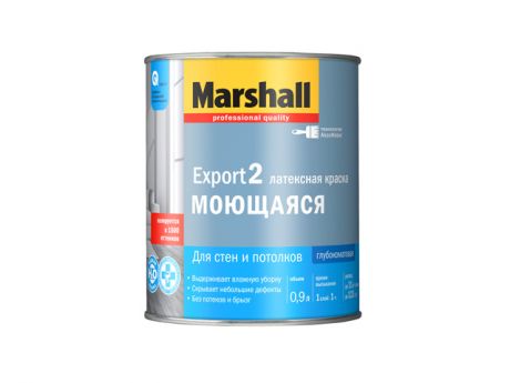 краска в/д MARSHALL Export-2 BW глубокоматовая 0,9л белая, арт.5248796