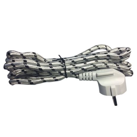 кабель для утюга 2x0,75 1,5 м. 6 А без выключателя, белый