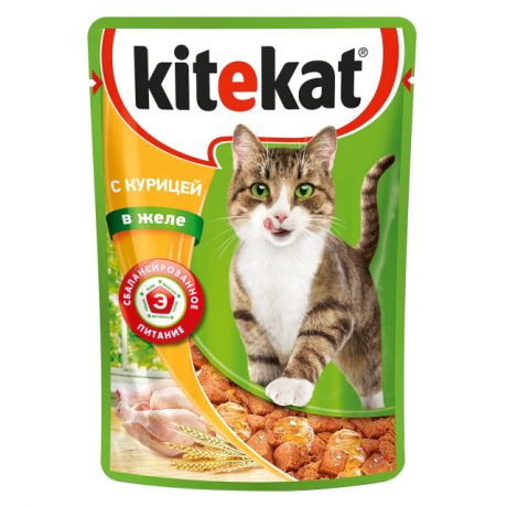 корм для кошек KITEKAT влажный с курицей в желе 85г