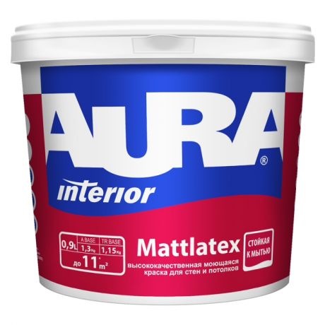 краска в/д AURA Mattlatex моющаяся 0,9л белая, арт.4607003919917
