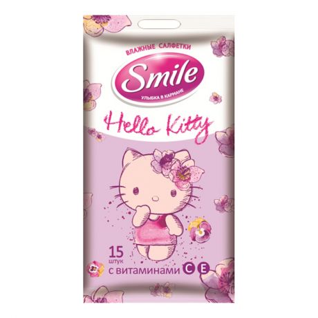 салфетки влажные SMILE Hello Kitty 15шт.