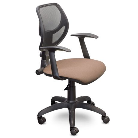 кресло офисное ВАЛЬТЕР Т-01, черное/бежевое, сетка, ткань