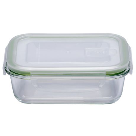 контейнер для продуктов ELEY, 0,630 л, 18х13х6 см, жаропрочное стекло, пластик, прямоугольный, с 4-мя замками