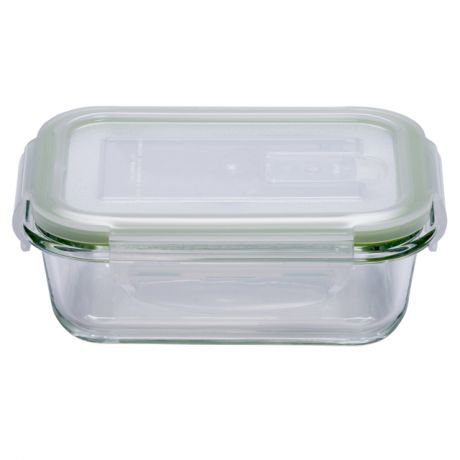 контейнер для продуктов ELEY, 0,370 л, 15х11х6 см, жаропрочное стекло, пластик, прямоугольный, с 4-мя замками