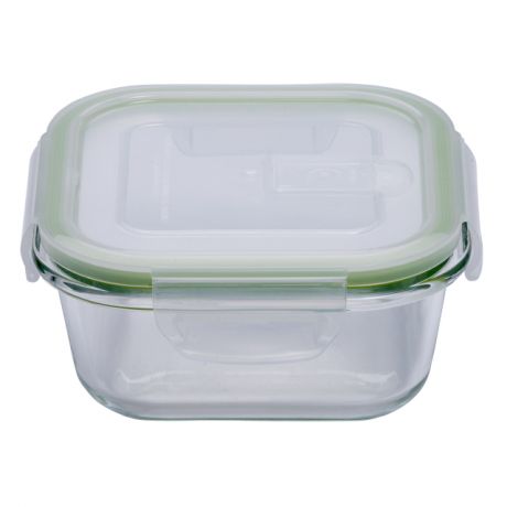 контейнер для продуктов ELEY, 1,2 л, 18х18х8 см, жаропрочное стекло, пластик, квадратный, с 4-мя замками