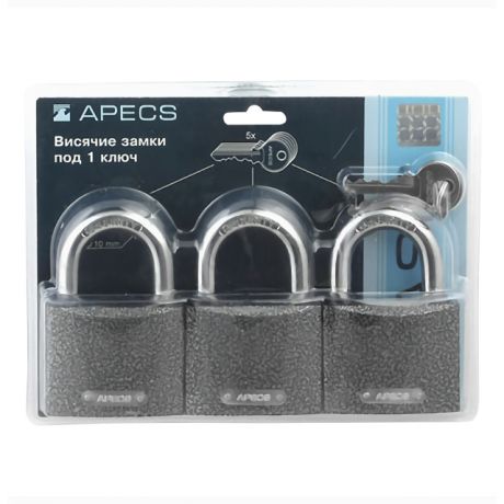 набор замков навесных APECS PD-01-63 чугун 3 шт под 1 ключ