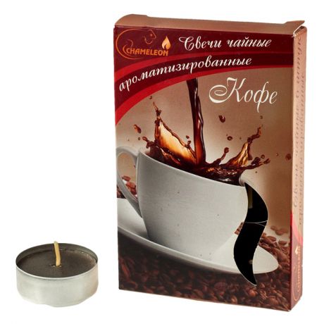 свечи чайные CHAMELEON 6шт. 3,75х 1,5см 4ч/г аромат кофе