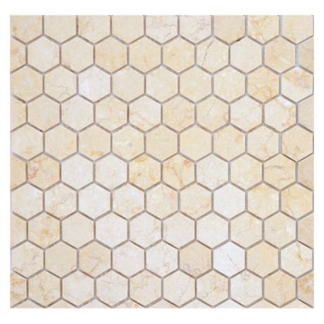 мозаика из натурального камня, 29,5х30,5х0,6, Botticino MAT hexagon, бежевая