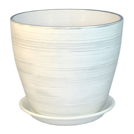 горшок керамический Бутон, диаметр 21 см, 5,4 л, цвета белый, серебро