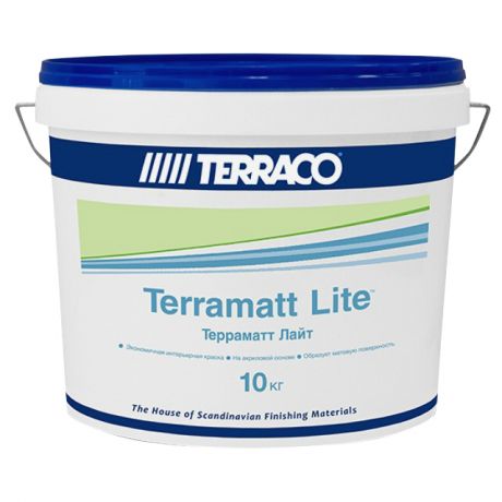 краска акриловая TERRACO Terramatt Lite д/стен и потолков 10кг белая, арт.6217410