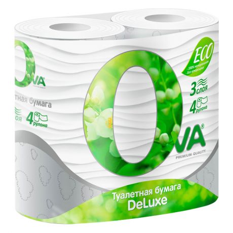 бумага туалетная OVA Deluxe 4 шт./уп. 3-сл, 134 листа