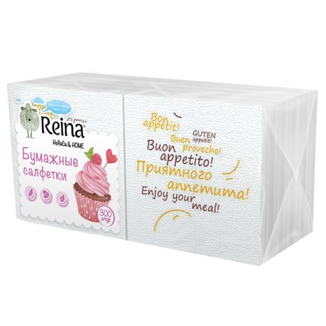 cалфетки REINA Приятного аппетита 1-сл. 12х12см 300шт.