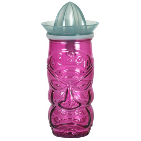 стакан SAN MIGUEL Tiki 550мл с насадкой д/отжима сока и трубочкой розовый стекло/пластик