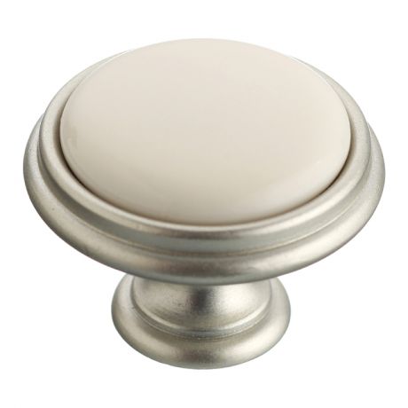 ручка-кнопка GIUSTI P77.01, латунь, серебро, керамика, слоновая кость