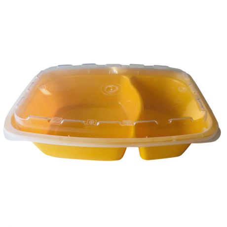 контейнер д/продуктов 21,1х14,6х5,1см 0,8л 2секц. с крышкой желтый