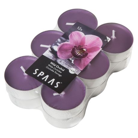 свечи чайные SPAAS Арома Гильза Дикая орхидея 12шт. 4х2,9см 4,5ч/г филетовые