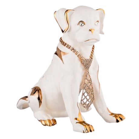 статуэтка LEFARD Собака с галстуком 25х15х24см белая.фарфор