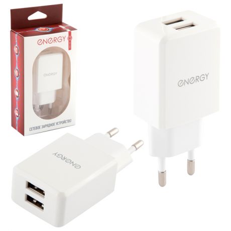 устройство зарядное ENERGY ET-08 2хUSB 2,1A белый