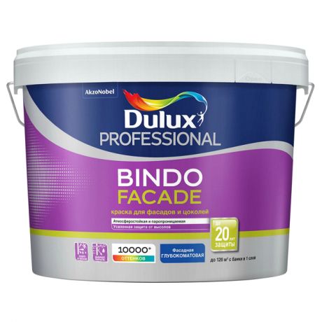 краска в/д DULUX Professional Bindo Facade база BW для фасадов и цоколей 9л белая, арт.5351675