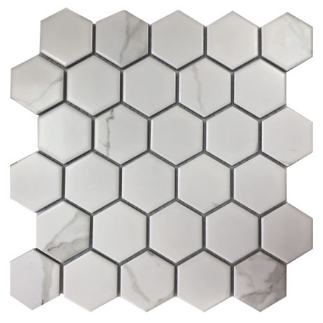 мозаика керамическая 27,9х26,8х0,6 Carrara comb, матовый бело-серый микс