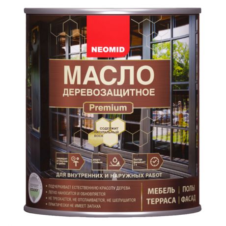 масло для дерева NEOMID Premium 0,75л орех, арт.4650070648327