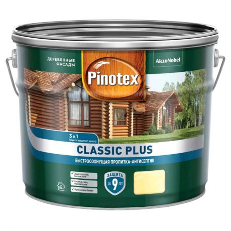 средство деревозащитное PINOTEX Classic Plus 9л скандинавский серый, арт.5479959