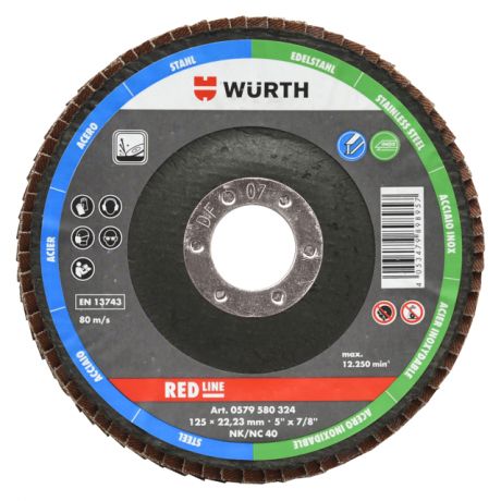 круг лепестковый WURTH Redline 125х22,23мм Р120 торцевой