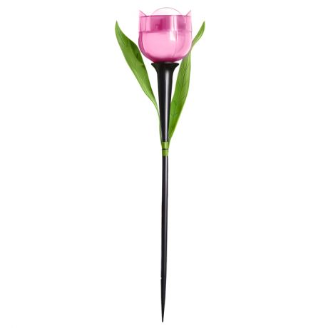 светильник на солнечной батарее UNIEL Pink Tulip 30,5см пластик розовый