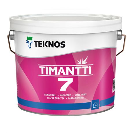 краска акрилатная ТEKNOS Timantti 7 база А для стен и потолков 2,7л белая, арт.ЭК000130560