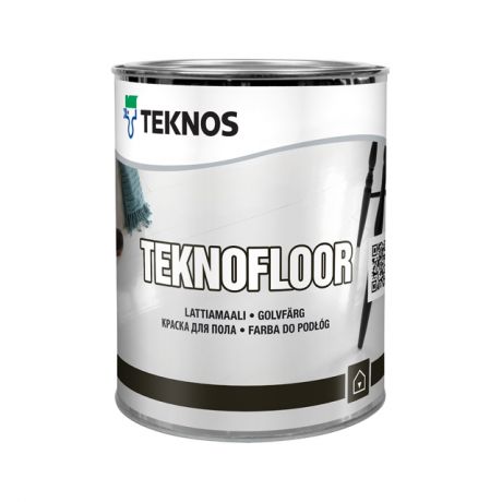 краска алкидно-уретановая ТEKNOS Teknofloor база А для пола 0,9л белая, арт.ЭК000130494