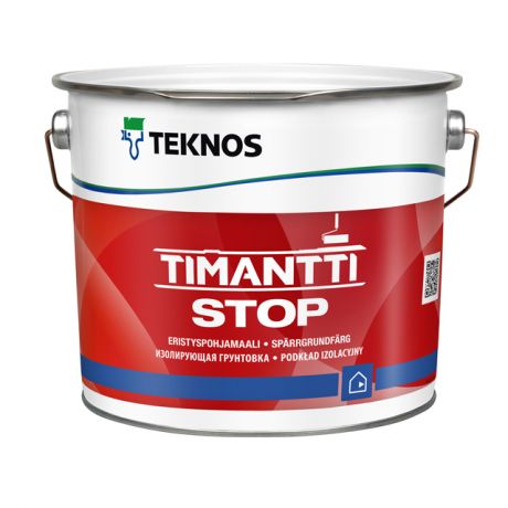 краска-грунт в/д TEKNOS Timantti Stop для стен и потолков изолирующая 2,7л белая, арт.ЭК000130572
