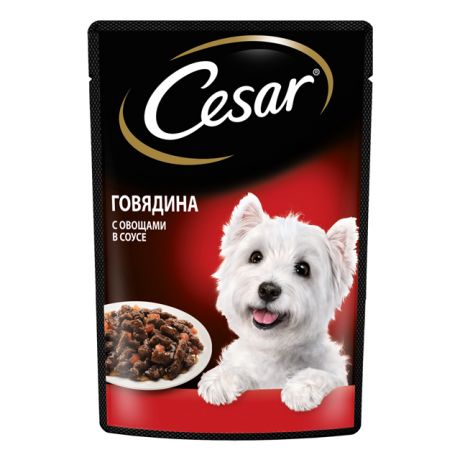 корм для собак CESAR влажный говядина с овощами в соусе 85г