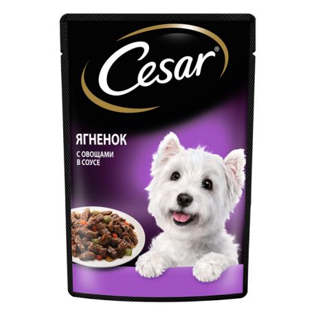 корм для собак CESAR влажный ягненок с овощами в соусе 85г