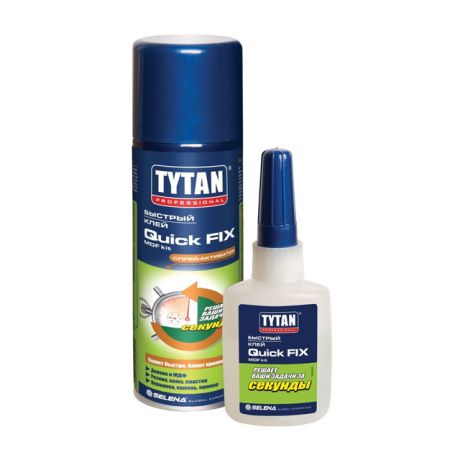 клей TYTAN Professional Quick Fix для МДФ двухкомпонентный 400мл прозрачный, арт.82329