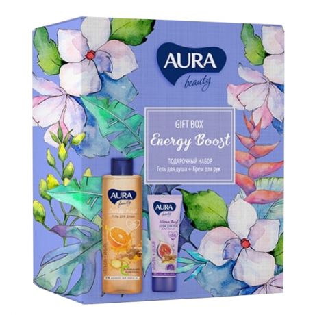набор AURA Beauty Energy Boost: гель д/душа Апельсин и Имбирь 250мл, крем д/рук Витаминный 75мл