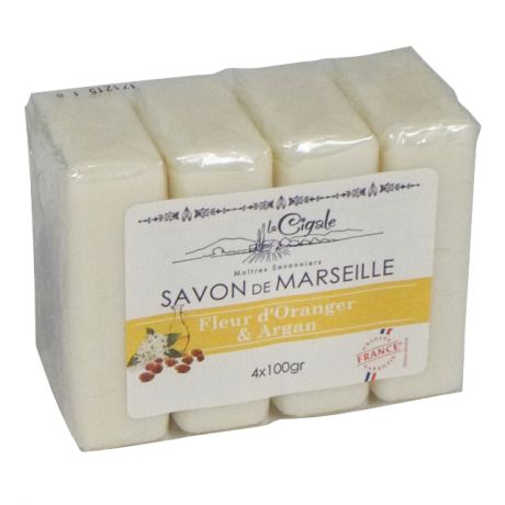 мыло LA CIGALE Savon de Marseille Fleur d'Oranger & Argan 4шт. 100г