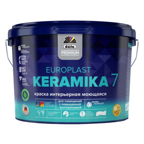 краска в/д DUFA Premium EuroPlast Keramika 7 база 1 для стен и потолков 2,5л белая, арт.МП00-006965