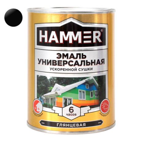 эмаль алкидная HAMMER ускоренной сушки 0,9кг черная, арт.ЭК000135031
