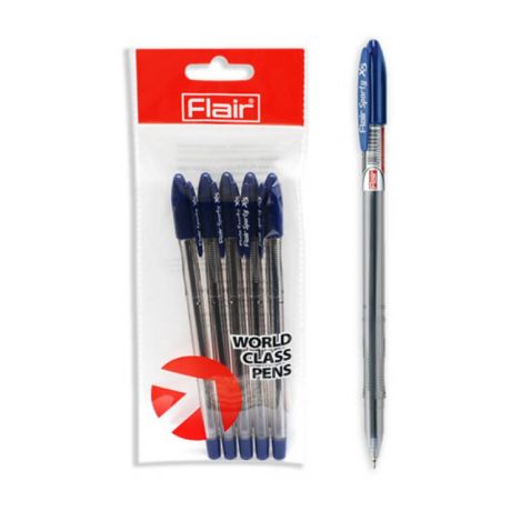 набор 5 шт шариковых ручек "Flair" X-5, цвет чернил: синий