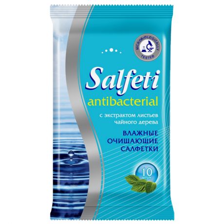 салфетки влажные SALFETI Antibacterial очищающие 10шт.