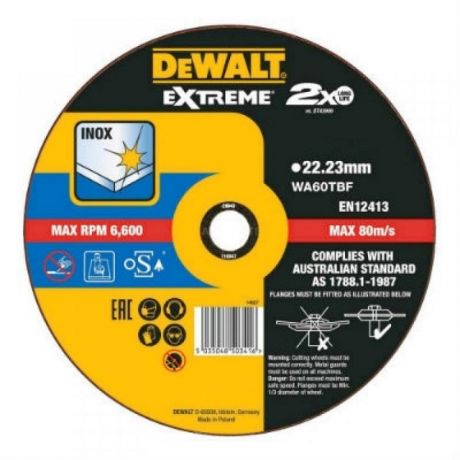 круг отрезной DEWALT Extreme по металлу 180х22,2х1,6мм тип41