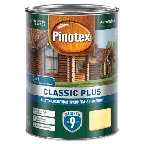 средство деревозащитное PINOTEX Classic Plus 0,9л ель натуральная, арт.5479950