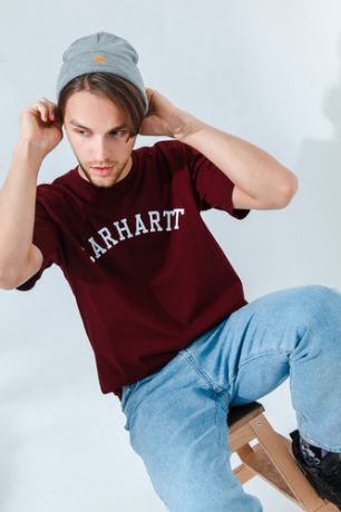 Футболка CARHARTT S/S University T-Shirt (Bordeaux/White, XL)