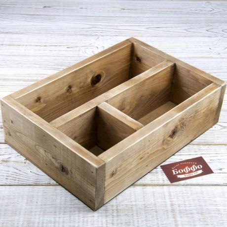 Ящик деревянный подарочный под вино с тремя секциями. Premium (37 х 26 х 10 см)