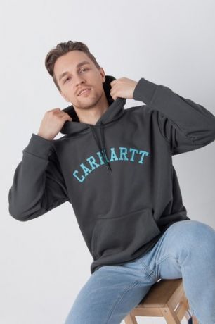 Толстовка CARHARTT Hooded University Patch Sweatshirt (Dark Teal/Frosted Turquoise, XL)