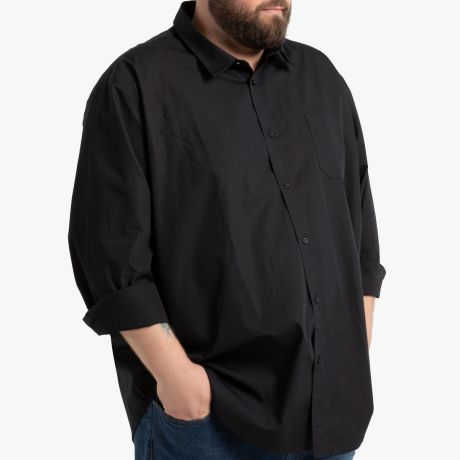 Рубашка LaRedoute Прямого покроя большого размера с длинными рукавами 43/44 черный