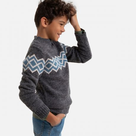Пуловер LaRedoute С воротником-стойкой из плотного трикотажа 3-12 лет 3 года - 94 см серый